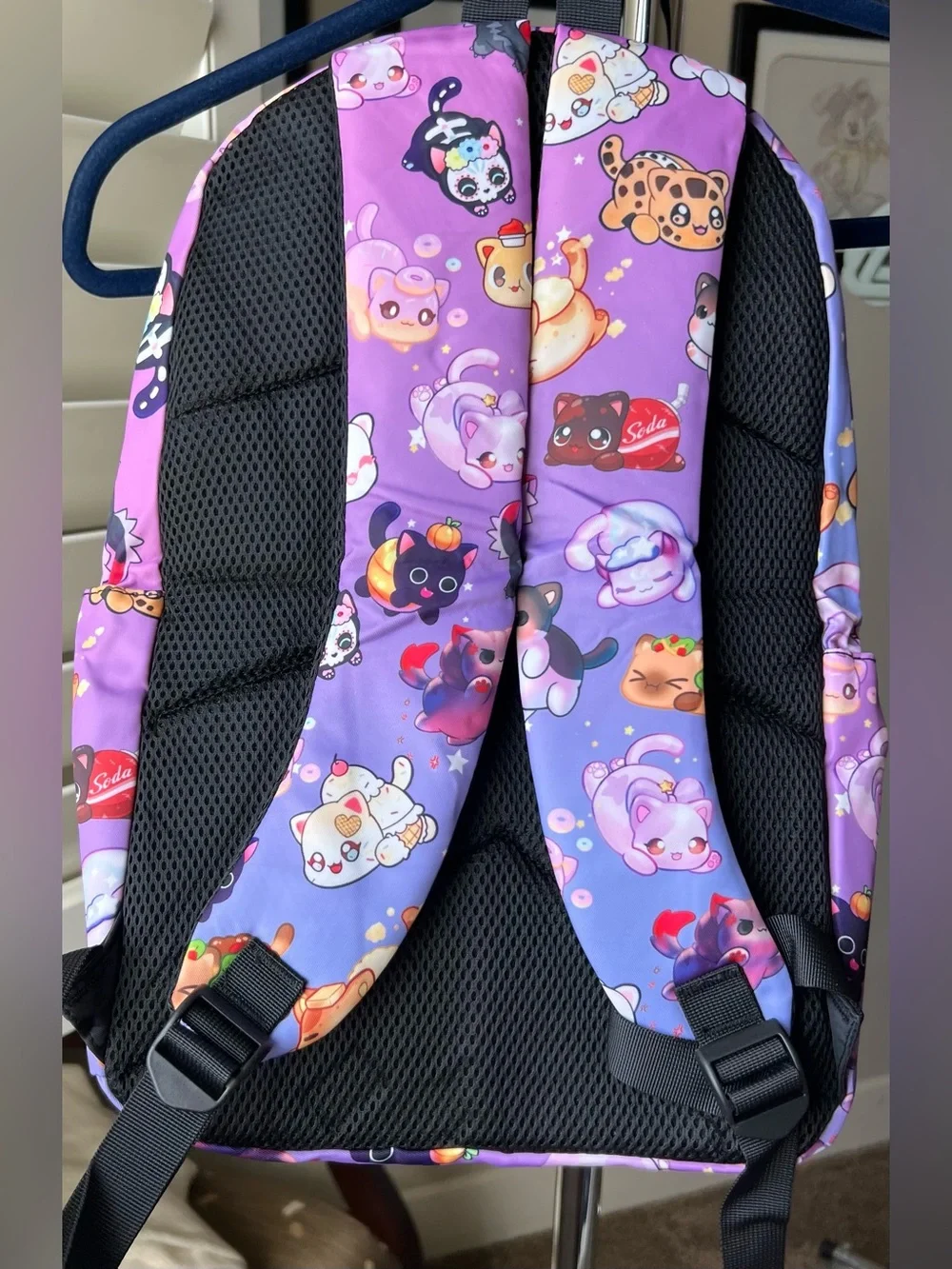 Purple NEW Cute Cats Print Backpack - Unbranded